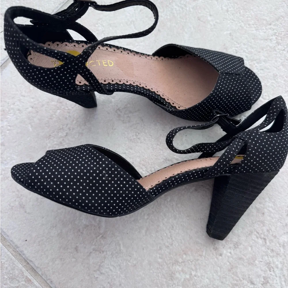Restricted Black and White Polka Dot Heels Size 8